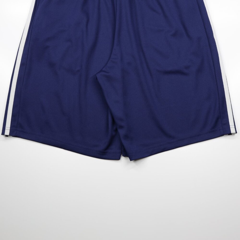 Adidas Men's Train Essentials Pique 3 Stripes Zip Pocket Shorts Blue Size L - Picture 7 of 10